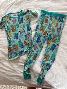 Kids' Disney Monster Inc Doorprint Pajama Set - Aqua